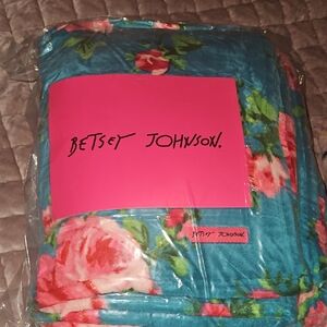 Betsey Johnson Blue and Pink Floral Blanket
